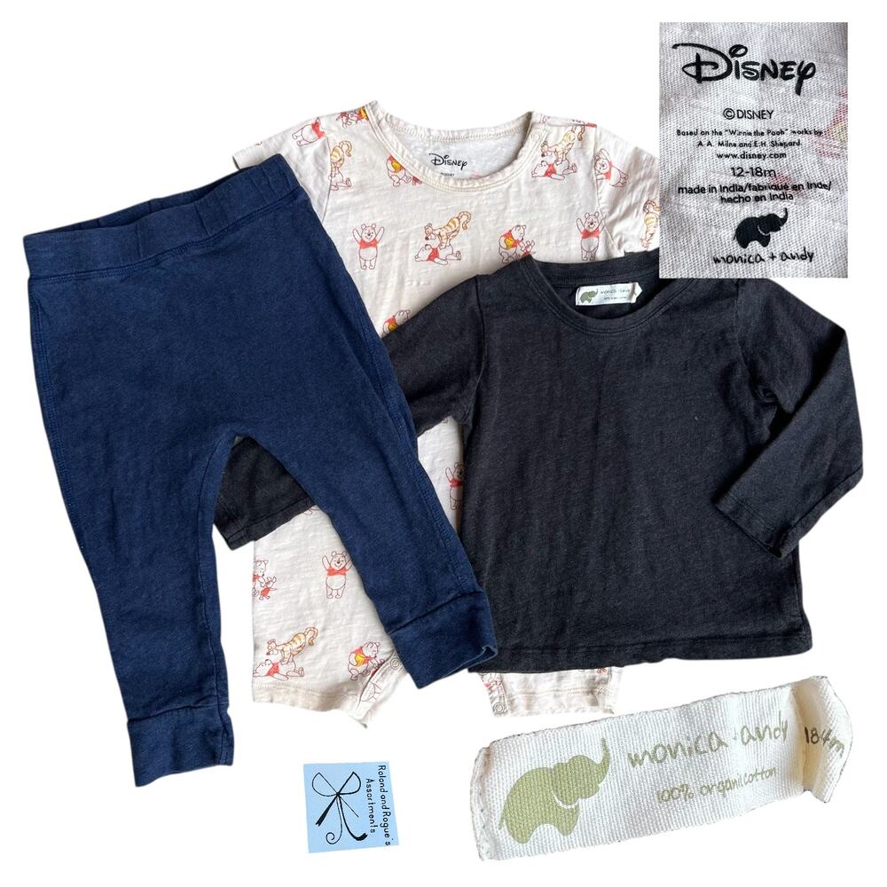 Disney x Monica + Andy Bodysuit 3-pc Top and Bottoms Bundle Baby Sz 12-24 Months